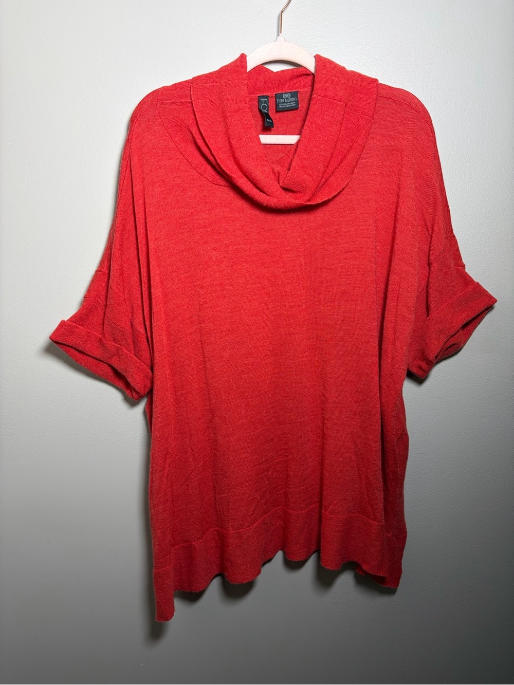 FOIL Cowl Neck 100% Merino Wool Sweater short sleeves